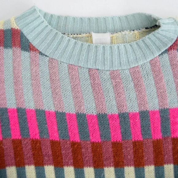 Vintage Coogi-Like Multi-Colour  Rectangular Shapes Knit Mockneck Sweater M - Picture 10 of 12